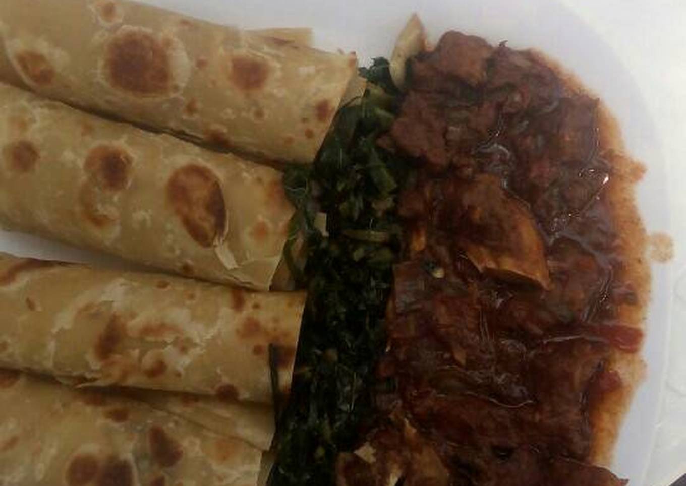 beef stew greens with chapati