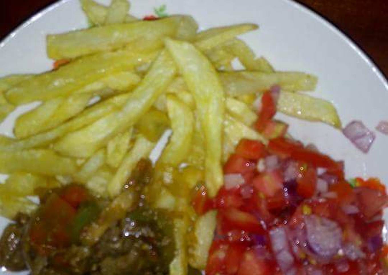 chips beef and kachumbari
