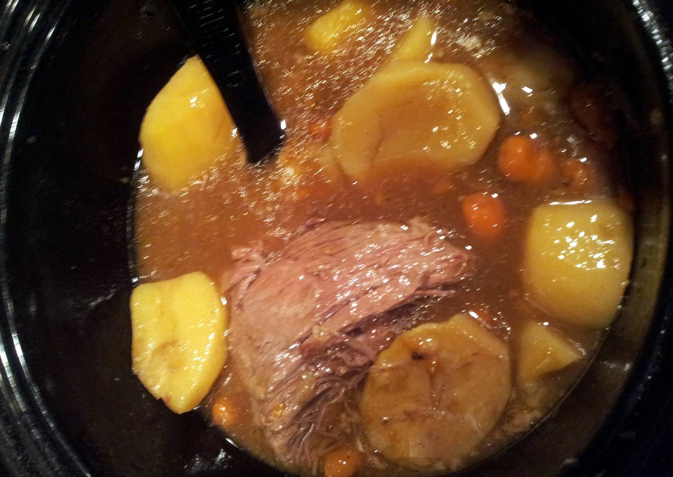 crock pot roast potatoes carrots then vegs beef soup w remaining left overs