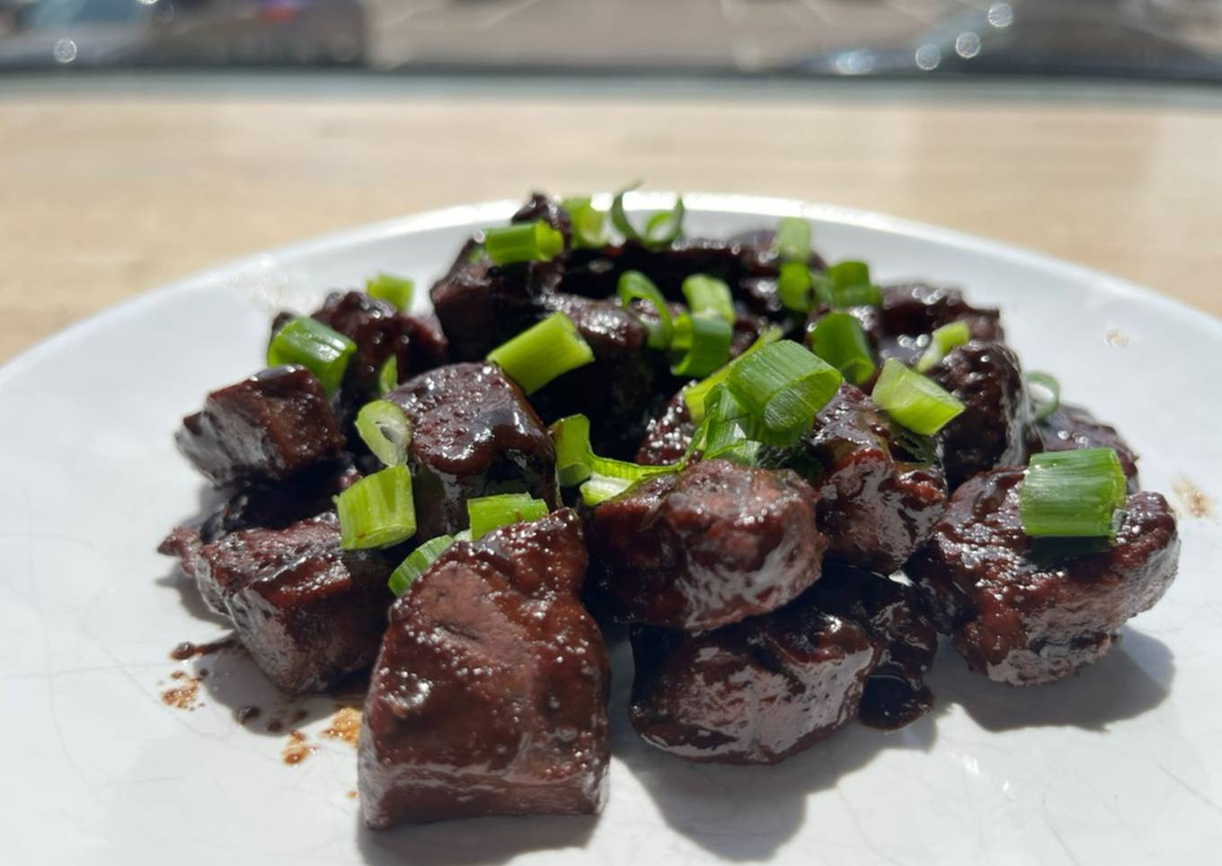 Lebanese style beef liver with pomegranate molasses