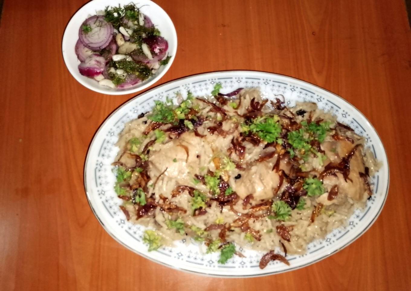 Muradabadi chicken biryani with garlic salsa 🧄🍚🐔