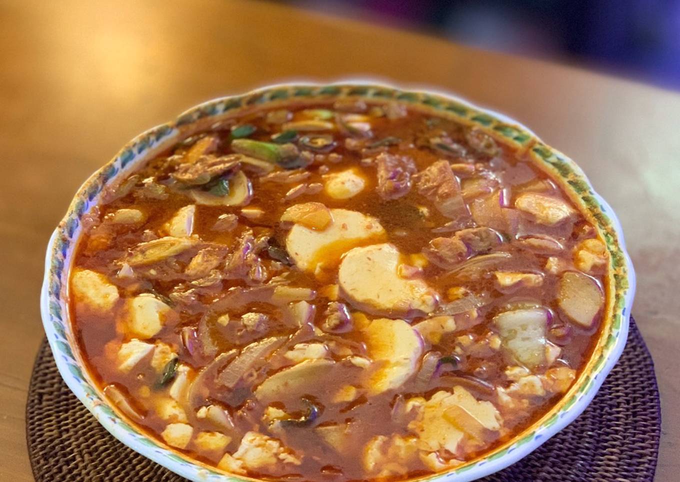 spicy soft tofu stew with meat gogi sudubu jjiage 1