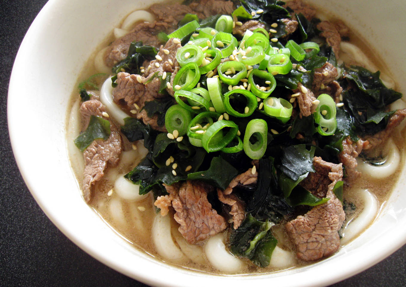 beef wakame udon soup