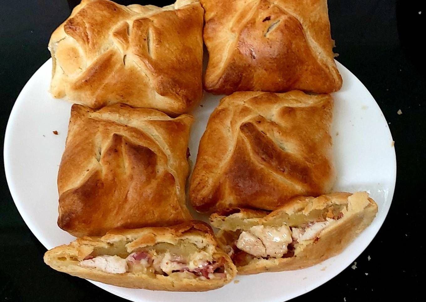 my bacon chicken cheese parcels