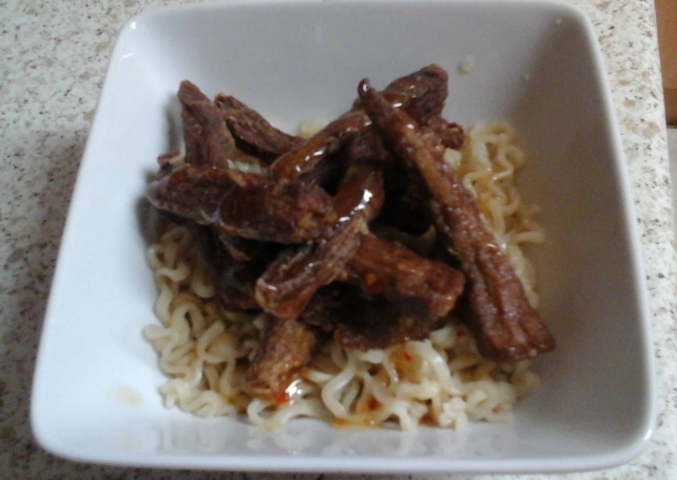 my crispy chili beef with noodles