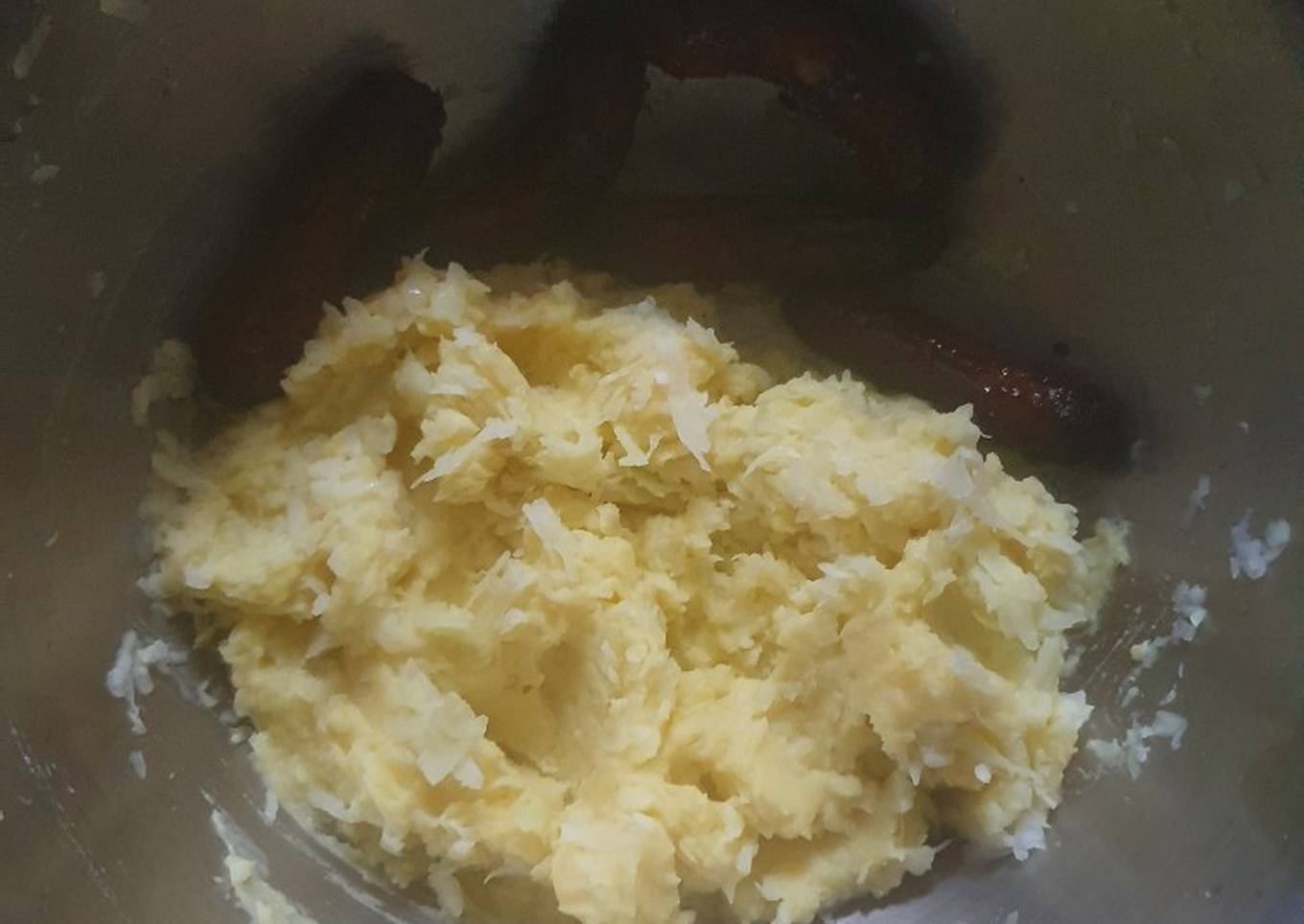 shredded cabbage in mashed potatoes