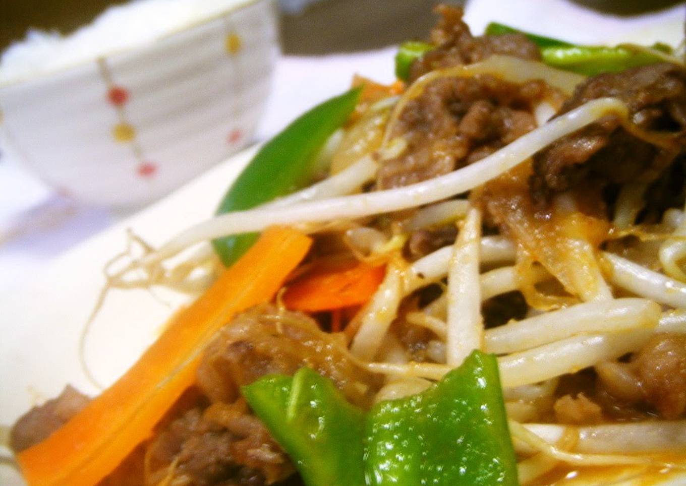 spicy beef offcuts and vegetable stir fry