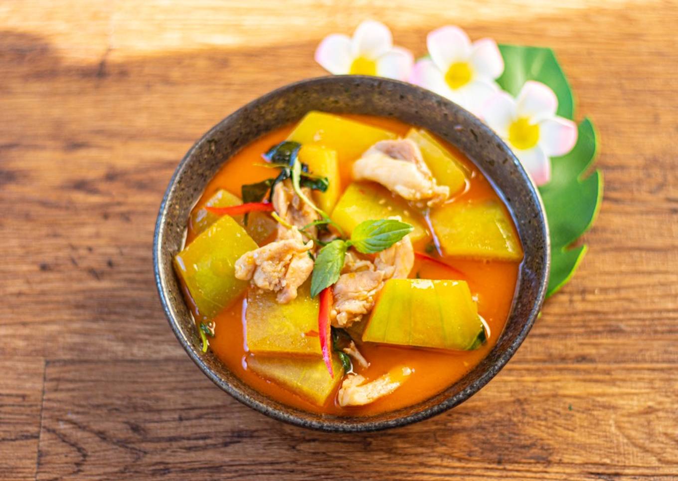 watermelon rind thai red curry with chicken