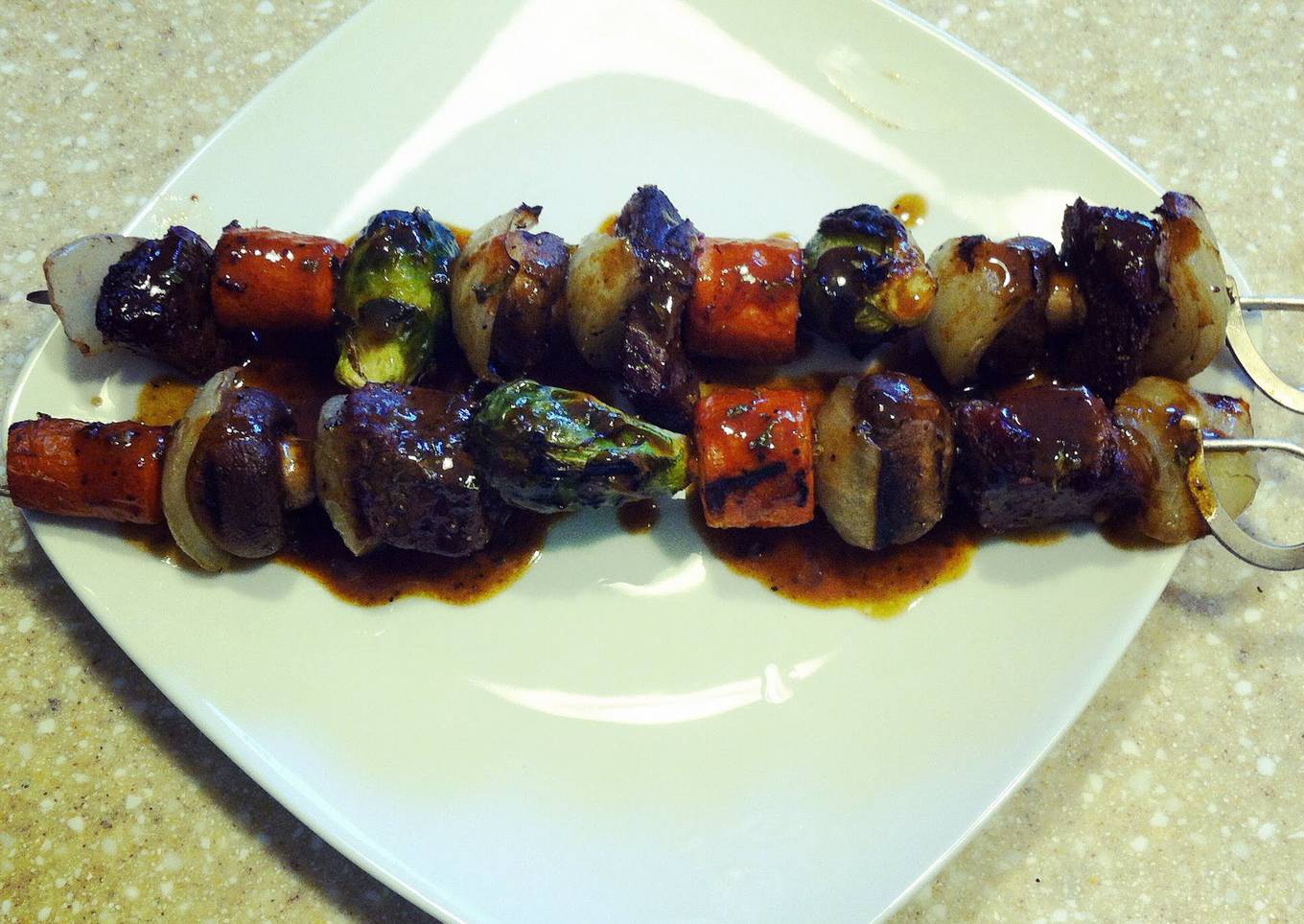 beef short rib and vegetable kabobs