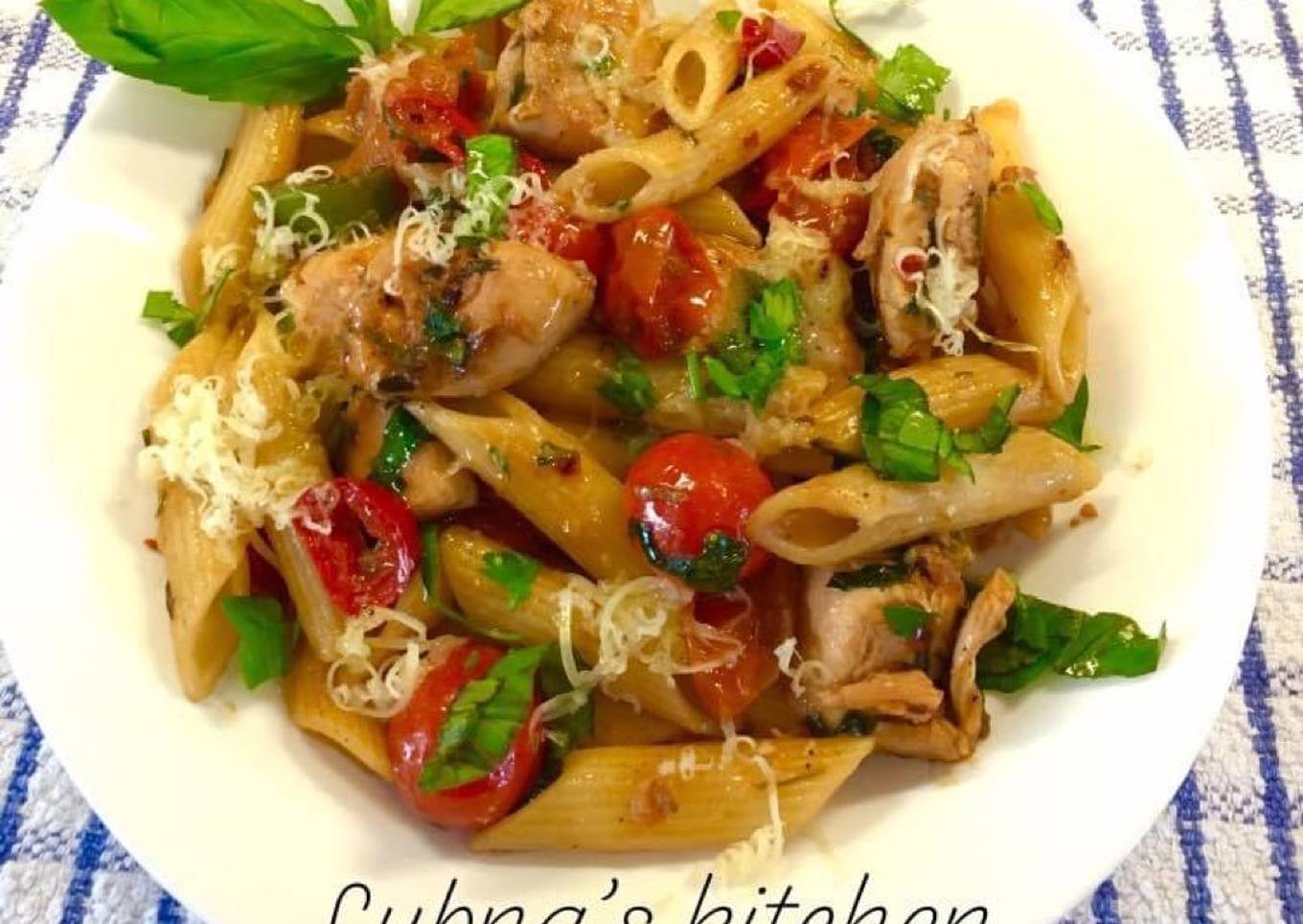 bruschetta chicken pasta with basil