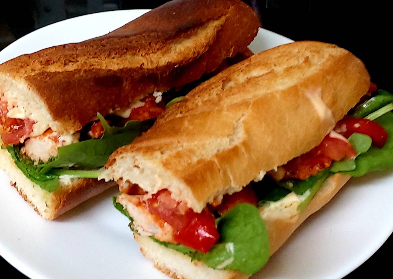 my marinated kimchi chicken and sweet pepper sandwich