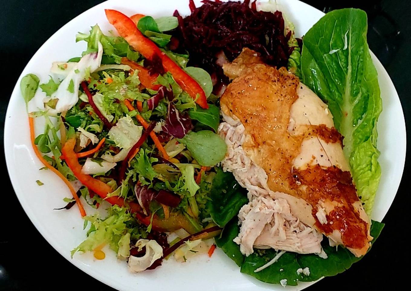 my roast chicken with rainbow salad and smoked sweet beetroot