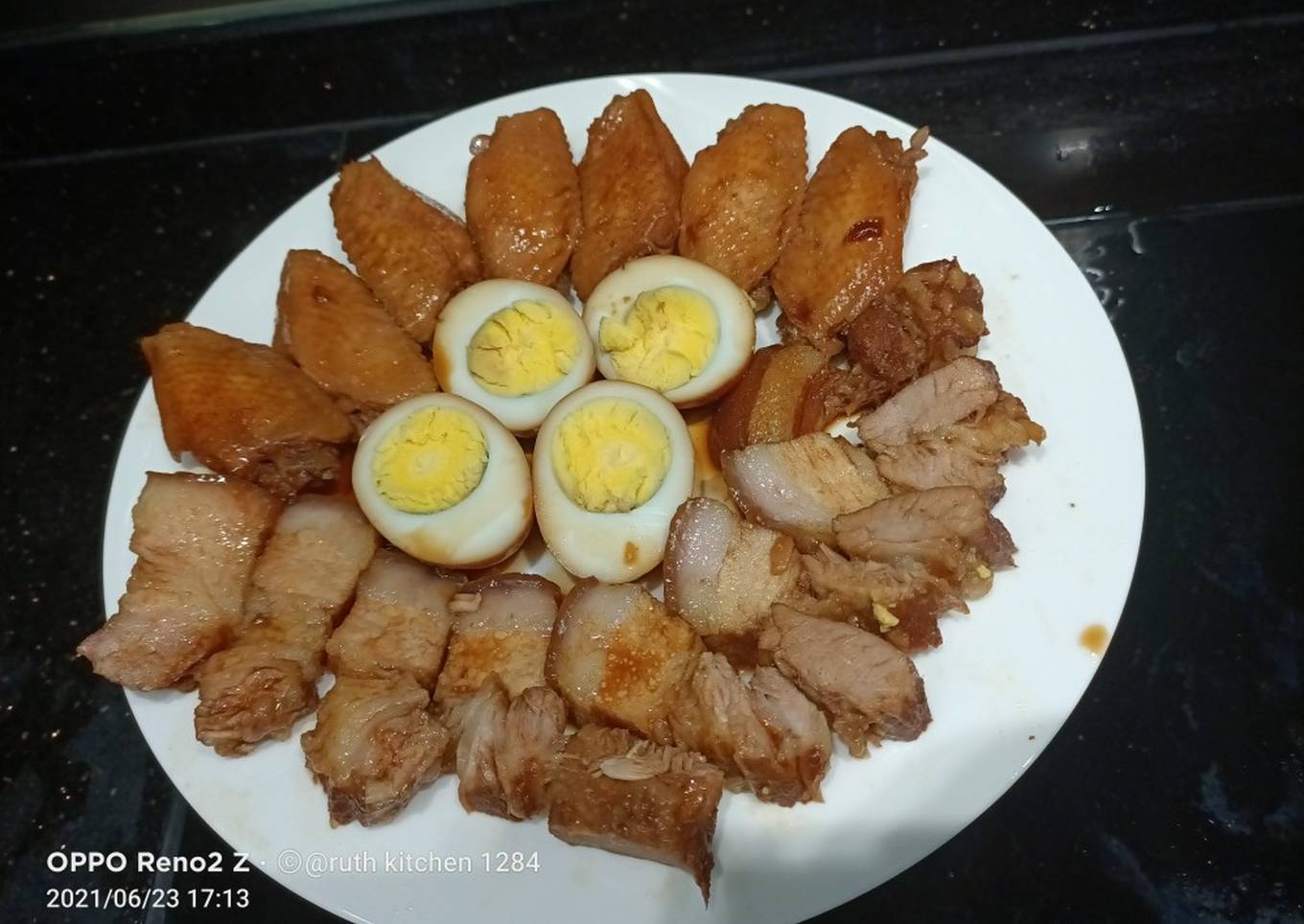 braised pork belly chicken wings eggs chinese style