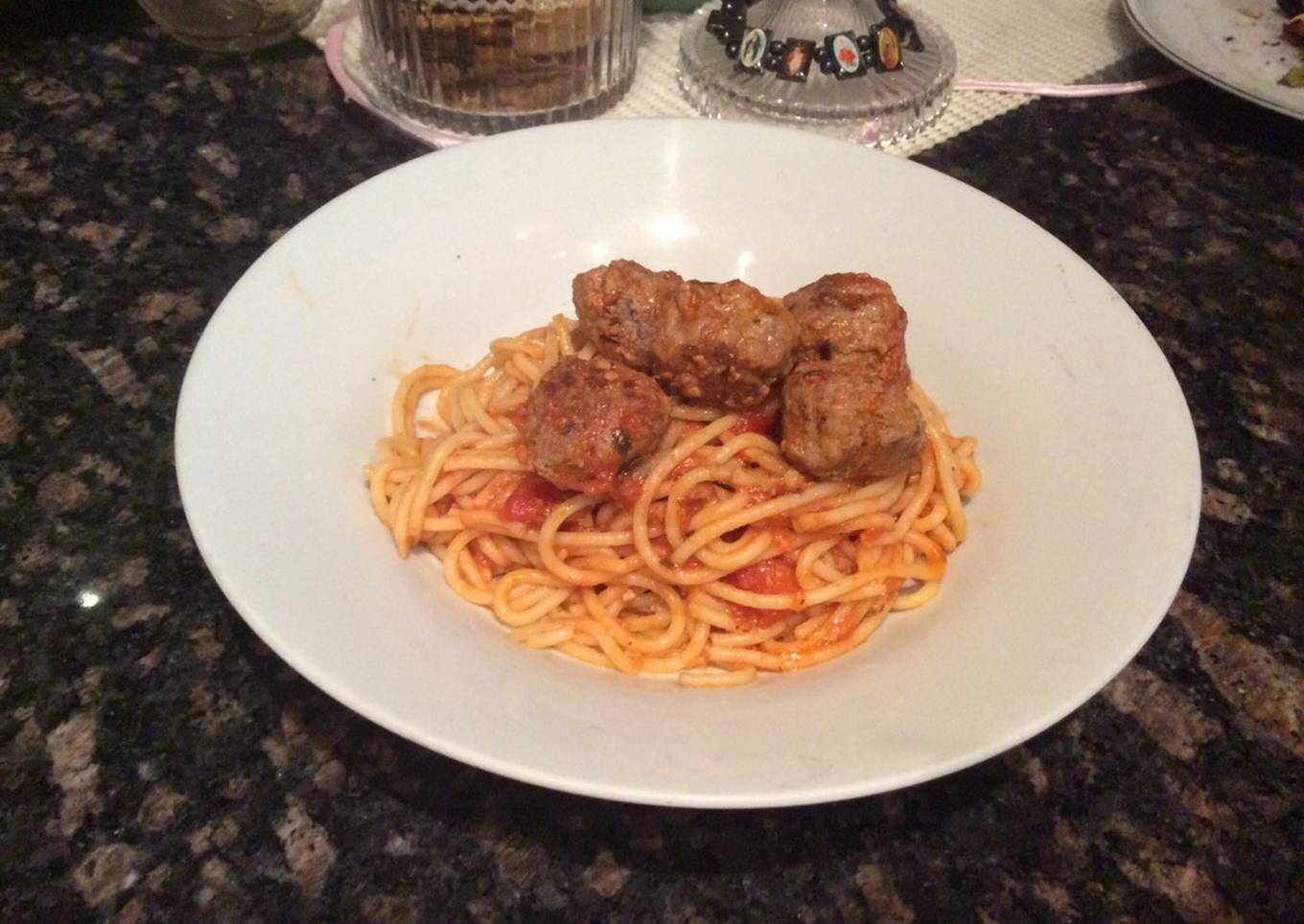 tuscan meatballs with spaghetti
