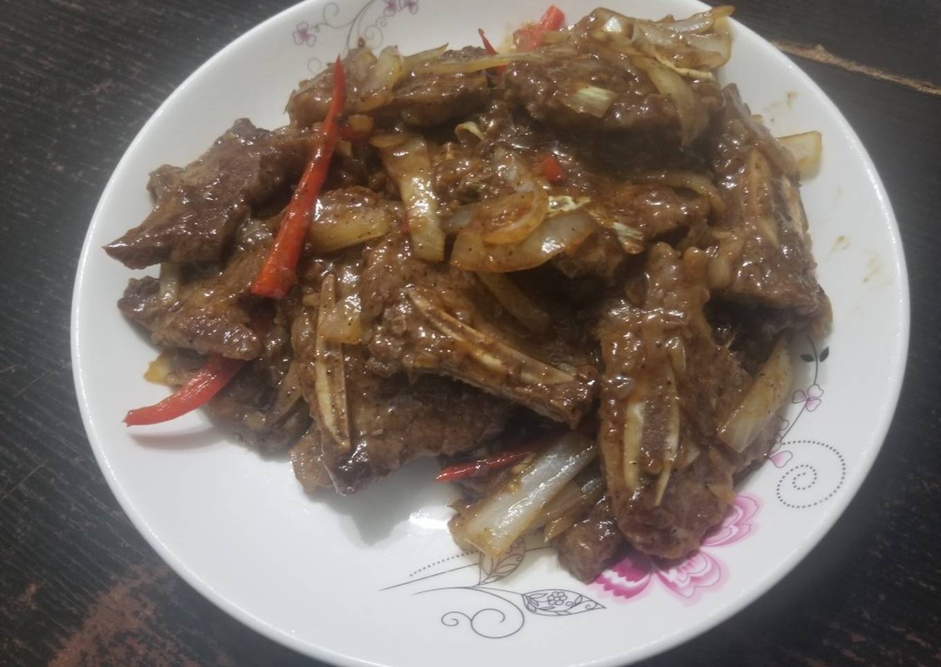Chinese Stir Fry Black Pepper Beef Ribs 黑椒牛仔骨