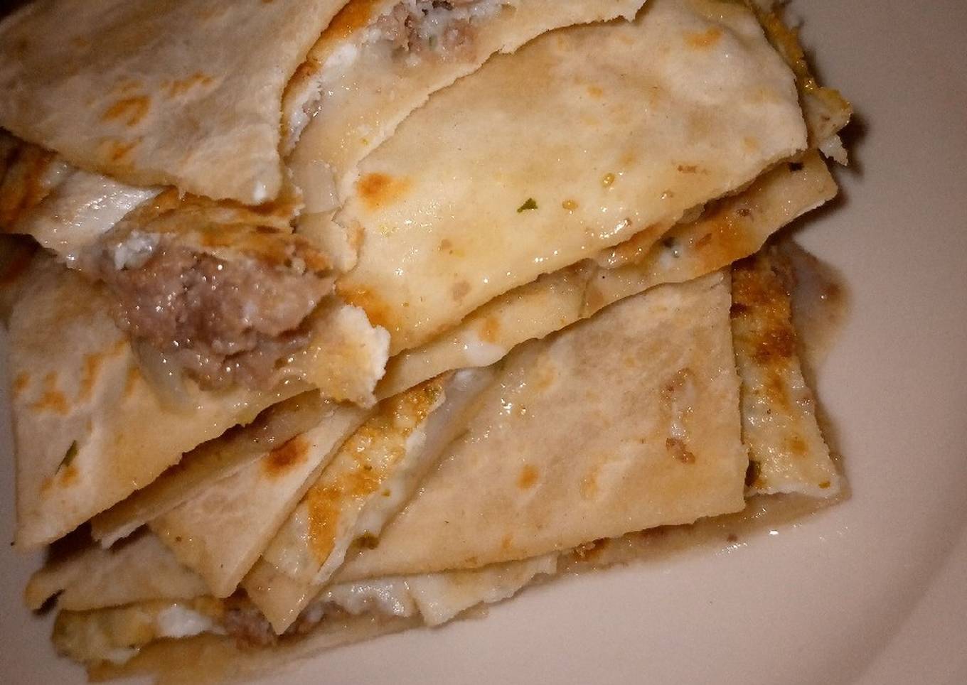 easily the best egg beef quesadillas