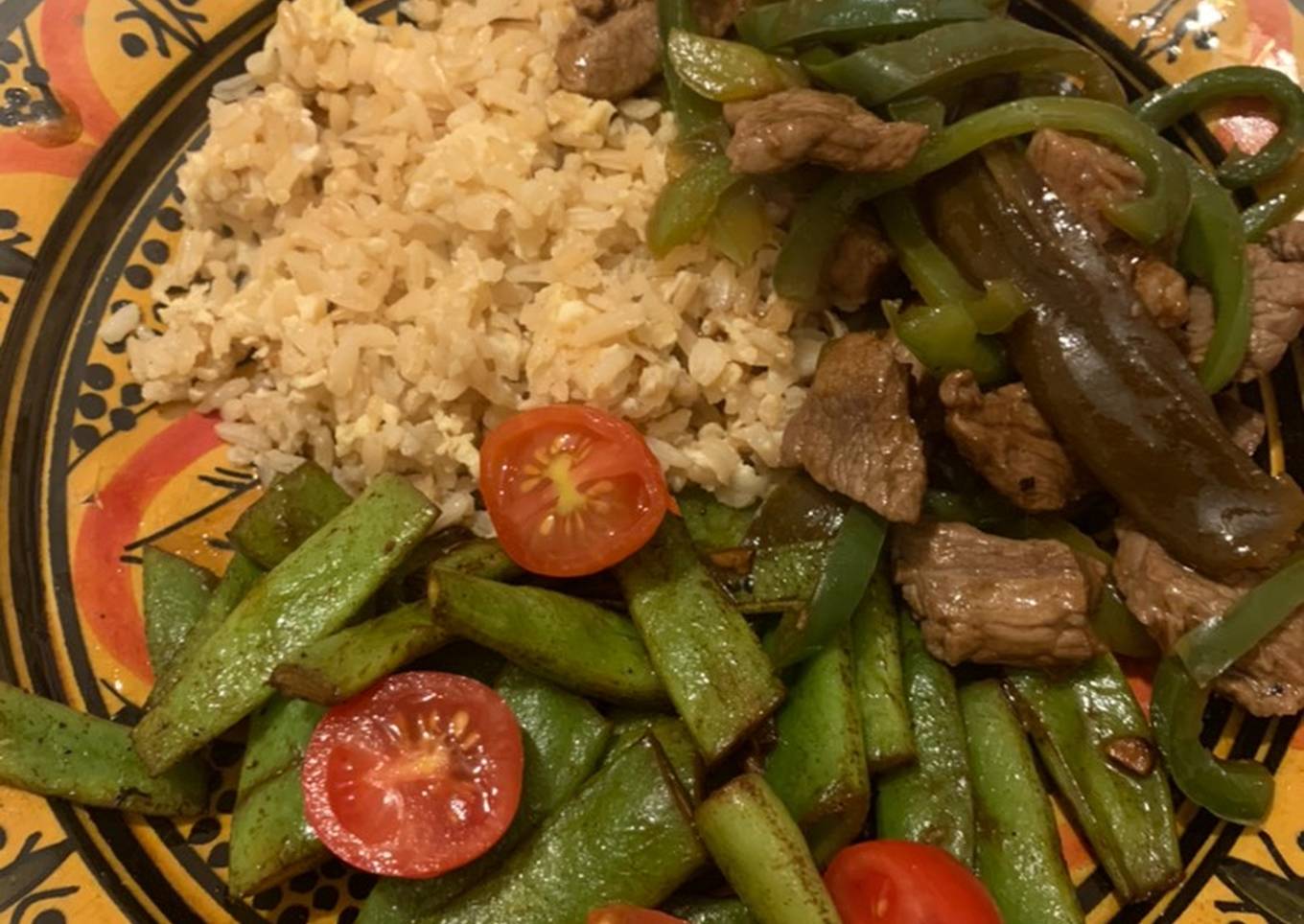 meal prep stir fry beef with green pepper