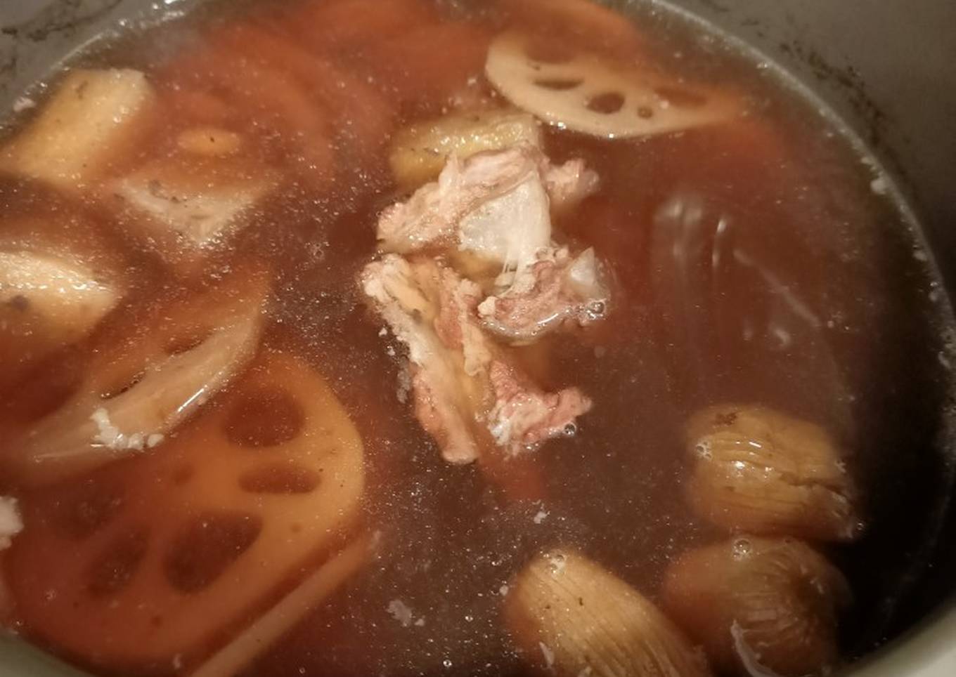 chinese soup kudzu root fenkok pork ribs with lotus roots
