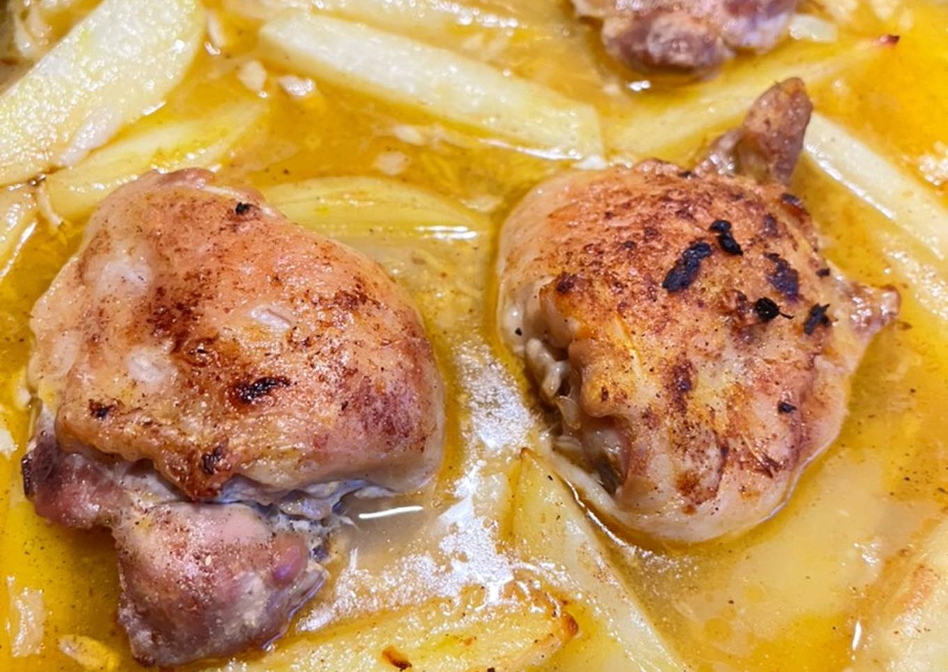 chicken and potato in lemon and garlic sauce tray bake lebanese style