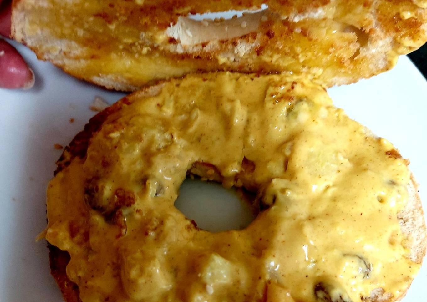 my coronation chicken toasted bagel