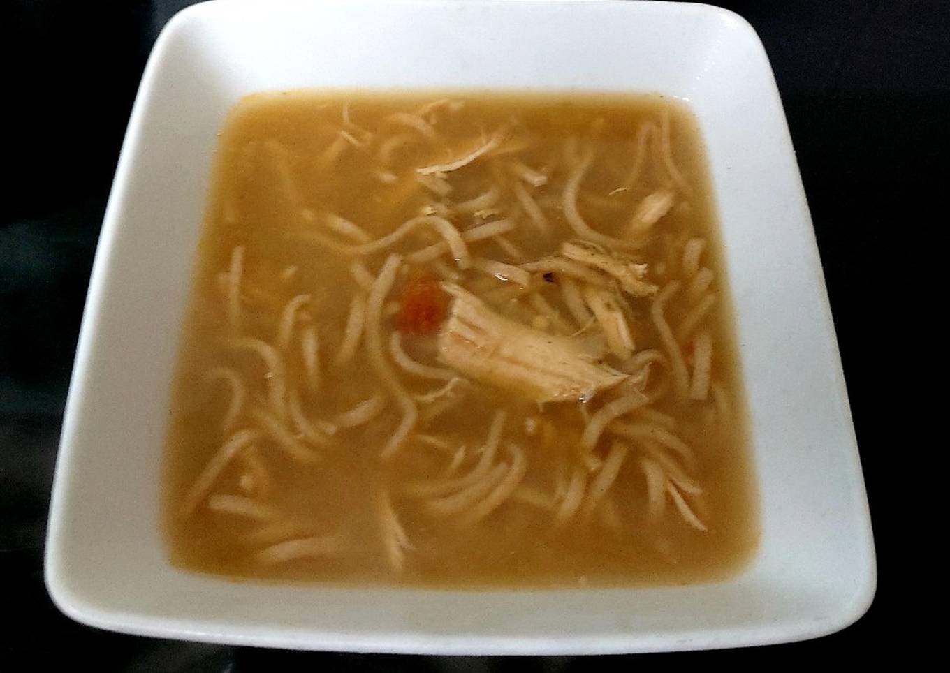 my quick chilli salt pepper seasoned chicken soup with noodle
