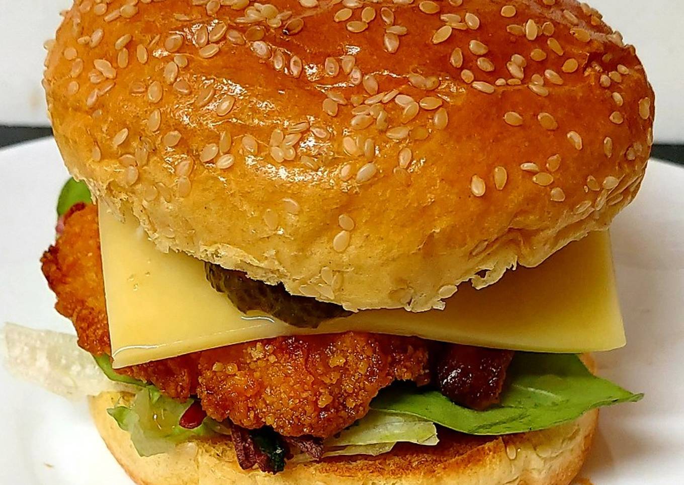 hot and spicy chicken burger dinner