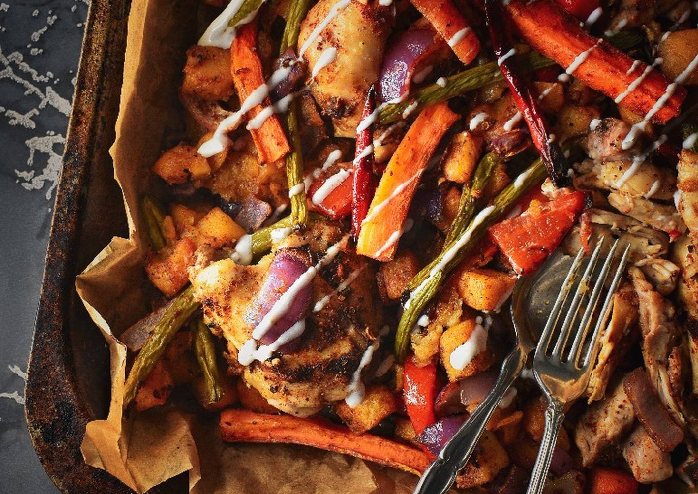 moroccan spiced chicken tray bake
