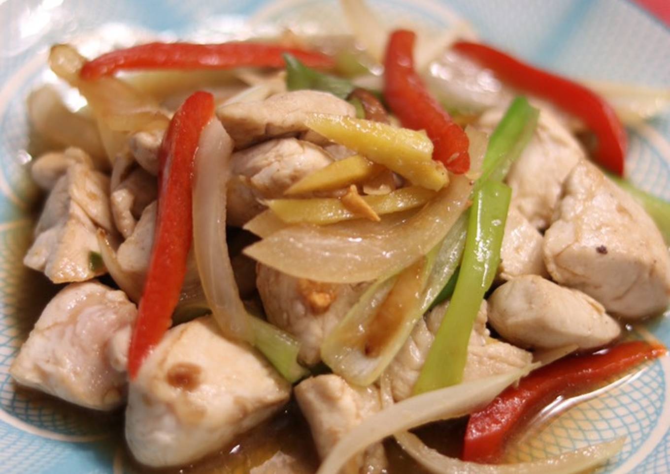 stir fry chicken with ginger and oyster sauce